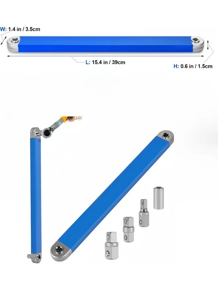 Dorf Cırcır Kolu Anahtar Kolu Değişken Kafalı Uzatma Kolu 3/8 - 1/4- 1/2 - 1/4 Bits Tutucu - 4