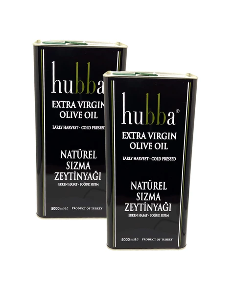 HUBBA 2X5 LT TENEKE NATUREL SIZMA ZEYTİNYAĞI ERKEN HASAT & SOĞUK SIKIM