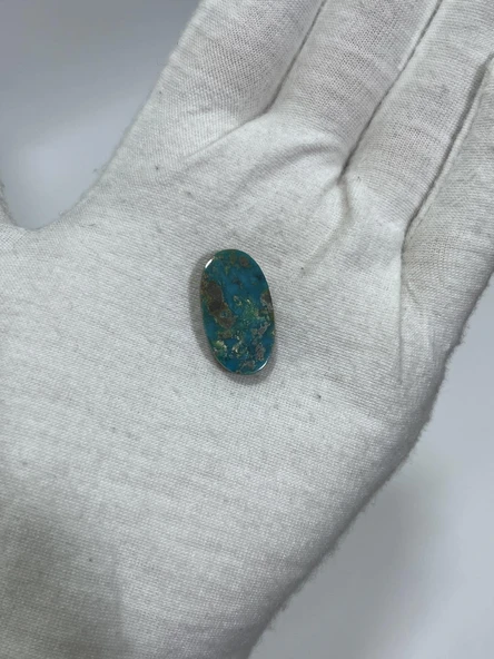 Okyanus Temalı Doğal Kabaşon Firuze Taşı 15 Karat - Turkuaz Taşı 3,01 Gram - 2