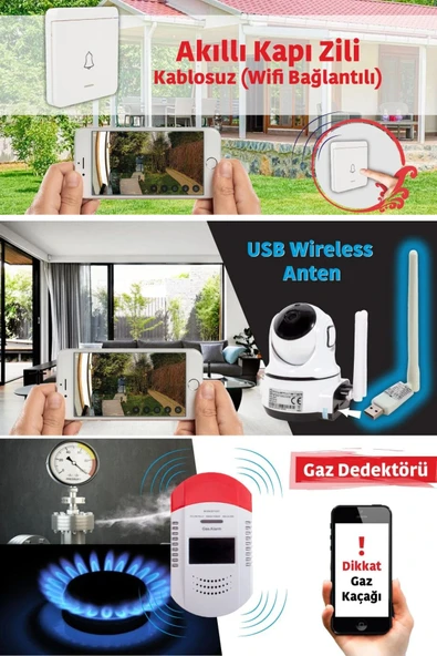 WiFi Akıllı Ev Otomasyon Seti -Kamera + Priz + Alarm + Dedektör + Uygulama Kontrollü Güvenlik Sistem - 3