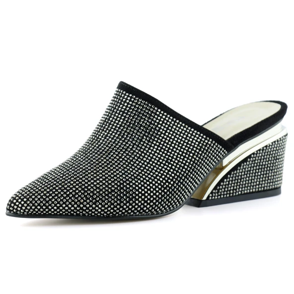 Erkan Saçmacı Silvia Platin Taşlı Metal Topuk Detaylı Abiye Terlik