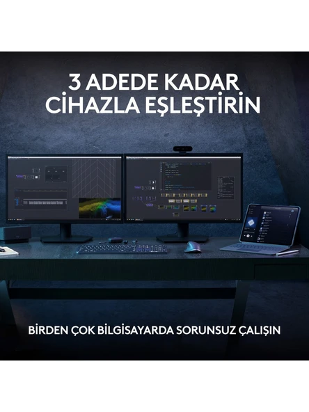 Logitech MX Keys S Gelişmiş Aydınlatmalı Tam Boyutlu Kablosuz Türkçe Q Klavye - Siyah - 10