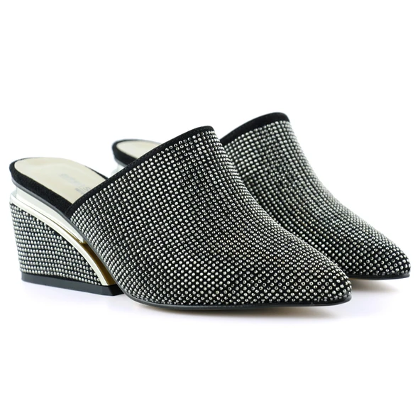 Erkan Saçmacı Silvia Platin Taşlı Metal Topuk Detaylı Abiye Terlik - 3