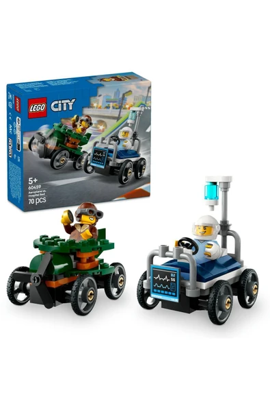 ® City Uçak, Hastane Yatağına Karşı Yarış Arabası Paketi 60459 - 5+ Oyuncak Yapım Seti (70 Pr)