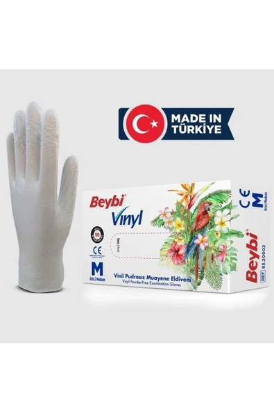 Beybi Pudrasız Vinil Muayene Eldiven Beyaz Small 100'lü