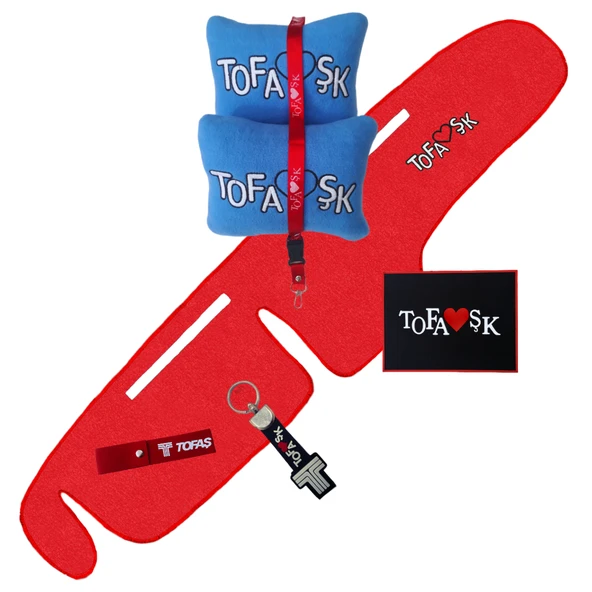 Tofaş Şahin Doğan Kartal Kırmızı Alçak Torpido Koruma Halısı / Tofaş Mavi Polar Yastık Oto Aksesuar