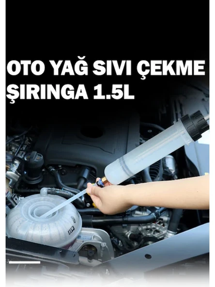 Dorf Dorf Oto Şırınga 1,5 Litre Yağ Yakıt Hidrolik Sıvı Çekme Basma 1500ML