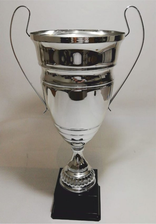 65 CM BÜYÜK KULPLU GÜMÜŞ NİKELAJ KAPLAMA ÖDÜL KUPASI