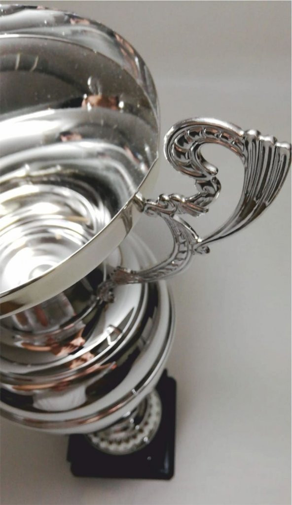 70CM EN BÜYÜK DEV EBAT KAİDELİ GÜMÜŞ NİKELAJ KAPLAMA KULPLU KUPA - 2