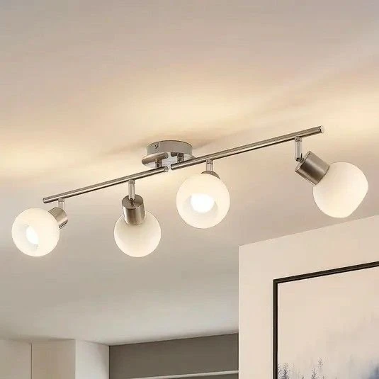 Rsylight Modern İnox Kaplama 180 Derece Hareketli Beyaz Opal Camlı Dekoratif Tavan Plofyoner Avize