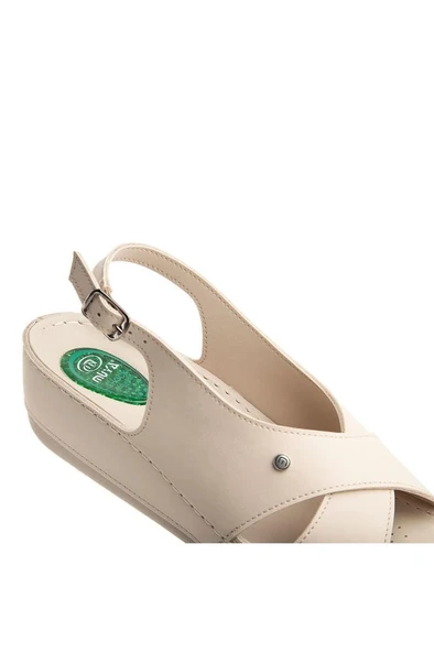 Muya İngane 35207-045 Topuk Jelli Anatomik Taban Kadın Snadalet Krem 36-40 - 3