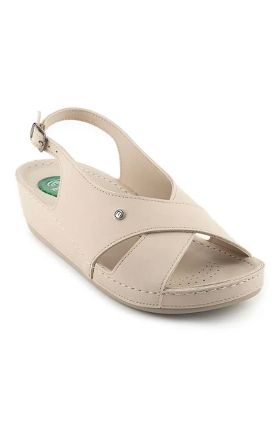 Muya İngane 35207-045 Topuk Jelli Anatomik Taban Kadın Snadalet Krem 36-40