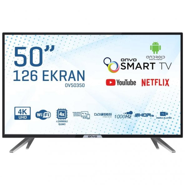 Onvo OV50350 50" 126 Ekran Uydu Alıcılı 4K Ultra HD Android Smart LED TV - 1