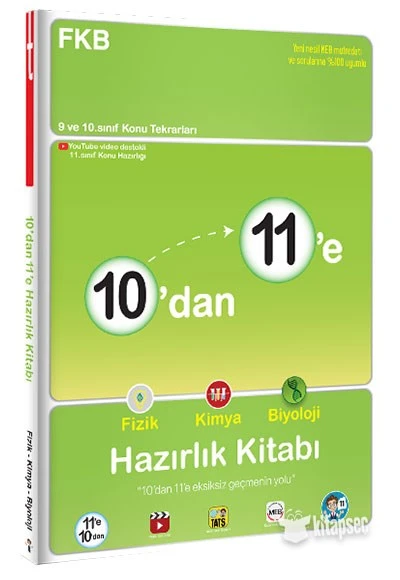 10 dan 11 e Fizik Kimya Biyoloji Hazırlık Kitabı Tonguç Akademi