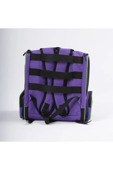 Brave Paws Piramit Model Yıkanabilir Kedi Ve Köpek Çantası Plastik Fileli Sırt Cantası (Mor) - 3
