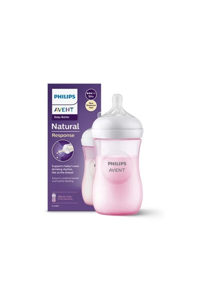 Doğal Tepkili Pp Pembe Biberon 260ml 1 Ay Scy903/11, SCY903/11, Tek Ebat