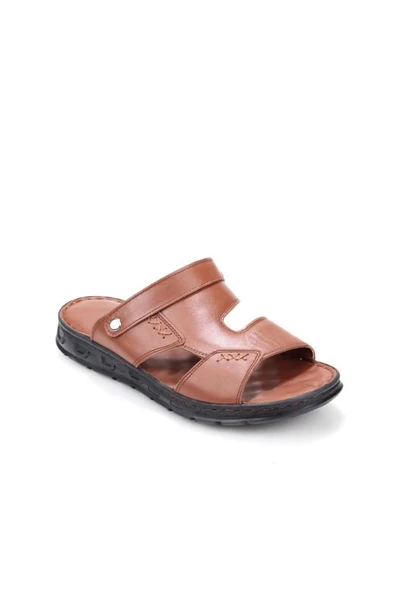 Papuçcity Aldmr 801 Ortopedik Erkek Masaj Tabanlı Hakiki Deri Sandalet Terlik