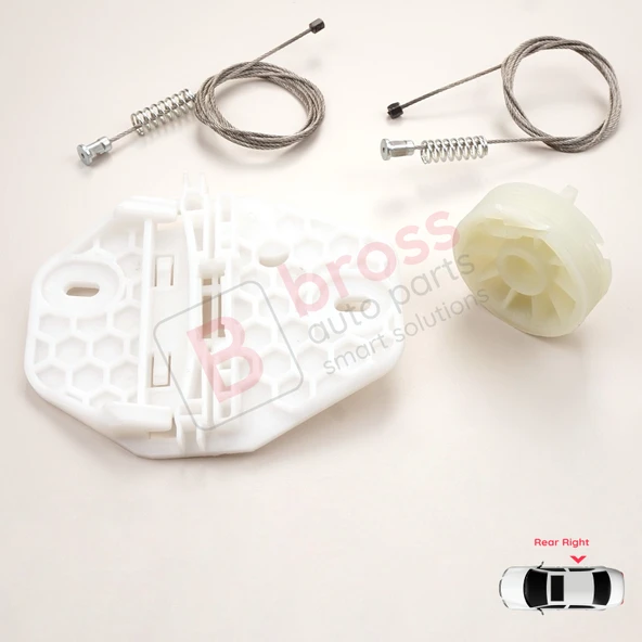 Renault Clio MK2 BB CB Thalia MK1 LB Symbol MK1 7700434304 İçin Sağ Arka Cam Kriko Seti - Resim 5