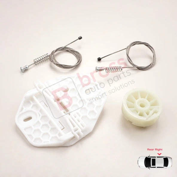 Renault Clio MK2 BB CB Thalia MK1 LB Symbol MK1 7700434304 İçin Sağ Arka Cam Kriko Seti - Resim 3