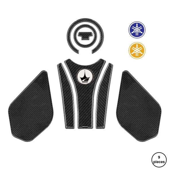 Yamaha MT07 ile Uyumlu Kaydırmaz 6D Karbon 9 Parça Tank Pad Seti GC13 ürün görseli