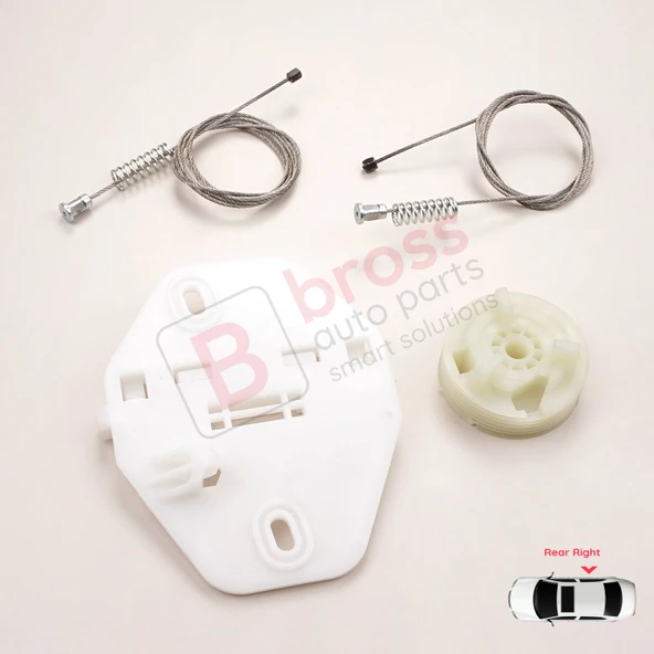 Renault Clio MK2 BB CB Thalia MK1 LB Symbol MK1 7700434304 İçin Sağ Arka Cam Kriko Seti - Resim 2