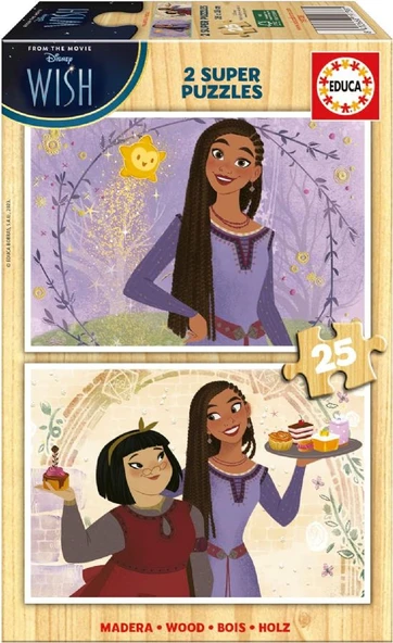 Educa 2x25 Parça Disney Wish Kız Çocuk Ahşap Puzzle (3-5 Yaş) - Resim 2