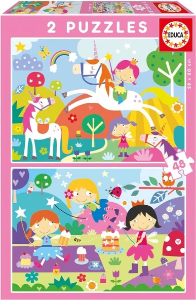 Educa 4-6 Yaş 2x48 Parça Arkadaşlar Puzzle - Kız Çocuk Karton Puzzle ürün görseli