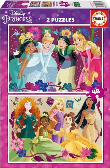 Educa 4-6 Yaş 2x48 Parça Disney Princess Prensesler Puzzle - Kız Çocuk Karton Puzzle ürün görseli