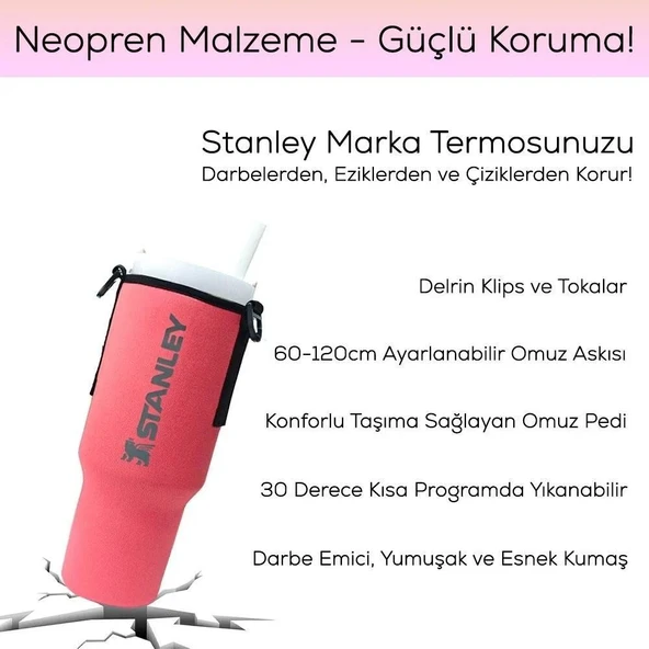 Stanley Neopren Termos Kılıfı ve Omuz Askısı 1.18 Lt Quencher Pipetli - 4