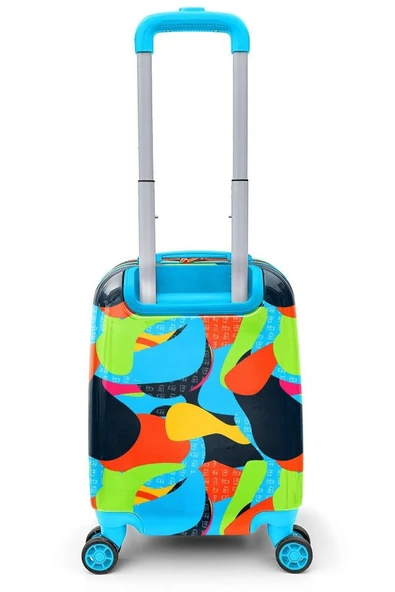 Coral High Yeşil Grafiti Desenli Kız Çocuk ve Yetişkin Mini Kabin Boy Valiz - 16795 - 3