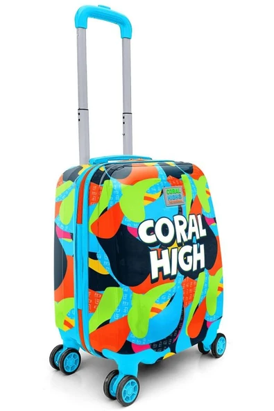 Coral High Yeşil Grafiti Desenli Kız Çocuk ve Yetişkin Mini Kabin Boy Valiz - 16795 - 2