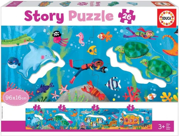 Educa 26 Parça Sualtı Dünyası Hikaye Puzzle - Sayılar Puzzle - 3-5 Yaş