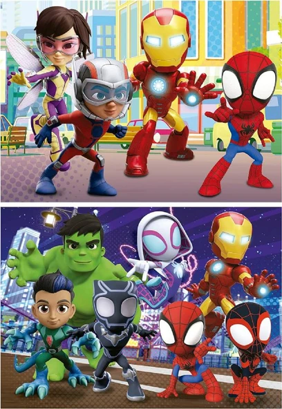 Educa 4-6 Yaş 2x48 Parça Erkek Çocuk Spidey ve İnanılmaz Arkadaşları Puzzle - Karton Eğitici Puzzle - Resim 2