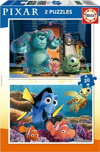Educa 2x20 Parça Kayıp Balık Nemo ve Sevimli Canavarlar Çocuk Puzzle - 19673 - 3-5 Yaş