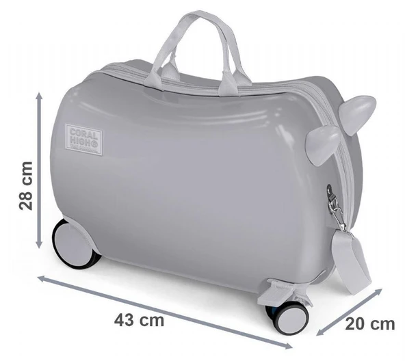 Coral High Otur-Çek Erkek Çocuk Valizi - Mavi Sarı Dinazor - Resim 5