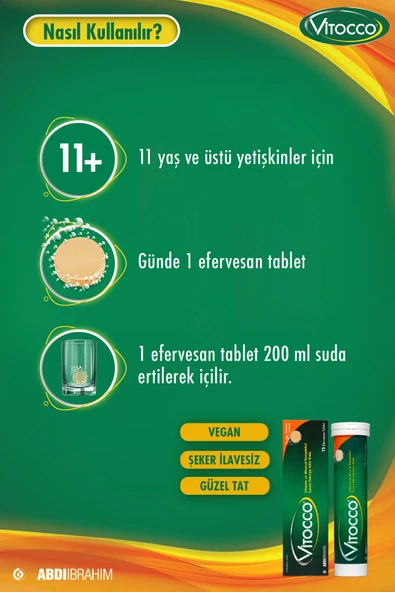 VITOCCO EFERVESAN TABLET, MİNERAL KOMPLEKSİ İÇEREN TAKVİYE EDİCİ GIDA 15 TABLET - Resim 4