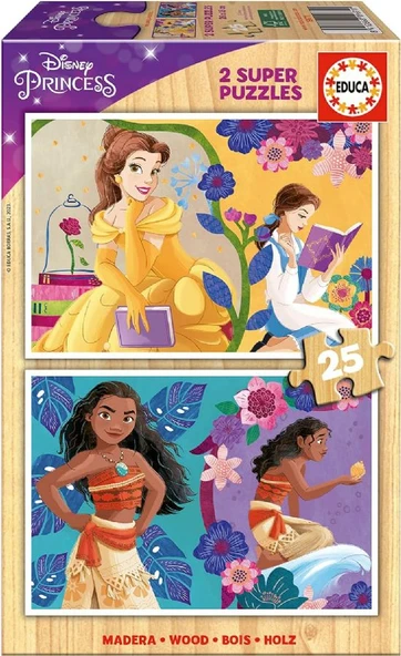 Educa 2x25 Parça Disney Prensesleri Kız Çocuk Ahşap Puzzle (3-5 Yaş)