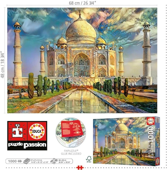Educa 1000 Parça Tac Mahal Puzzle - 19613 - Taj Mahal - Resim 3