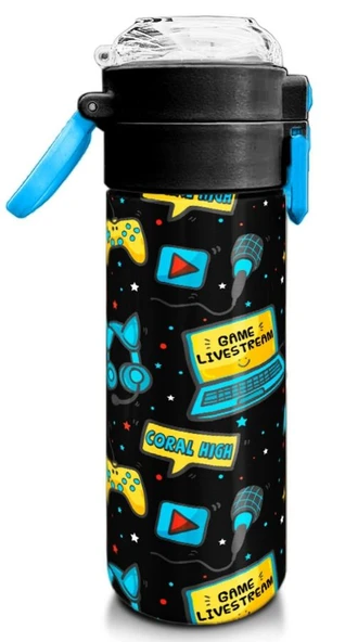 Coral High Çelik Matara Termos/Suluk 31984 - 500ml, Erkek Çocuk - Siyah Mavi Gamer - Resim 3