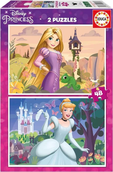 Educa 4-6 Yaş 2x48 Parça Disney Prensesleri Puzzle - Kız Çocuk Karton Puzzle