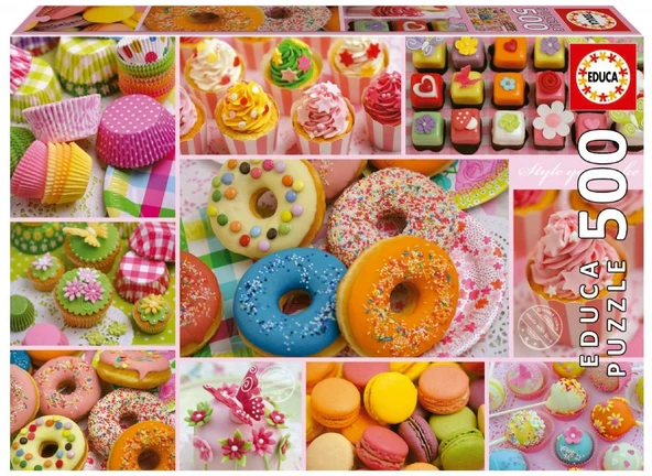 Educa Puzzle - 500 Parça Tatlı Parti Kolajı Puzzle - 19904 - Sweet Party Collage