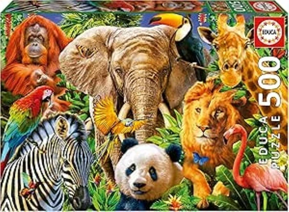 Educa 500 Parça Vahşi Hayvanlar Kolajı Puzzle - 19550 - Wild Animal Collage