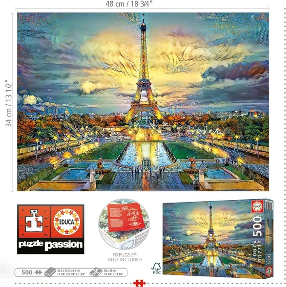 Educa 500 Parça Eyfel Kulesi Puzzle - 19621 - Eiffel Tower - Resim 3