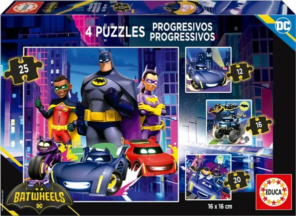 Educa 12+16+20+25 Parça Batwheels Kademeli Çocuk Puzzle/Yapboz - 3-5 Yaş