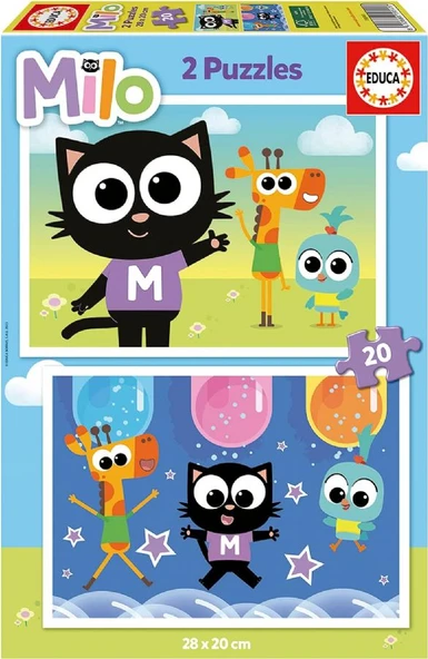 Educa 2x20 Parça Milo Kız ve Erkek Çocuk Puzzle - 3-5 Yaş - 19541