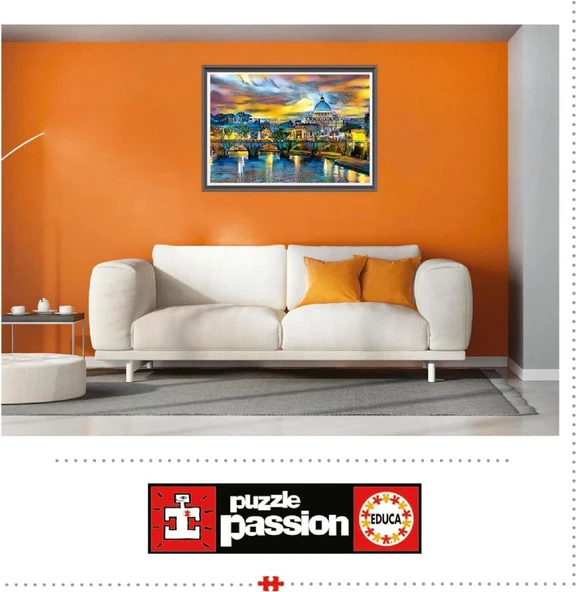 Educa 1500 Parça Aziz Petrus Bazilikası ve Sant'Angelo Köprüsü - 19617 - Resim 4