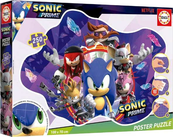 Educa 250 Parça Sonic Prime Maxi XL Poster Yapboz - 8-11 Yaş - Erkek Çocuk - Resim 3