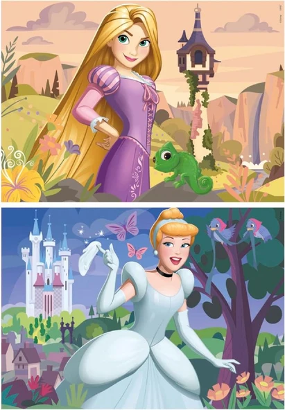 Educa 4-6 Yaş 2x48 Parça Disney Prensesleri Puzzle - Kız Çocuk Karton Puzzle - 2