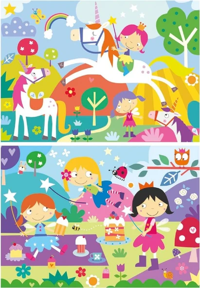 Educa 4-6 Yaş 2x48 Parça Arkadaşlar Puzzle - Kız Çocuk Karton Puzzle - Resim 2