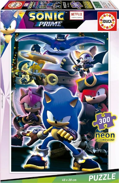 Educa 300 Parça Sonic Prime Neon Karanlıkta Parlayan Çocuk Puzzle - 8-11 Yaş - Erkek Çocuk - Resim 2
